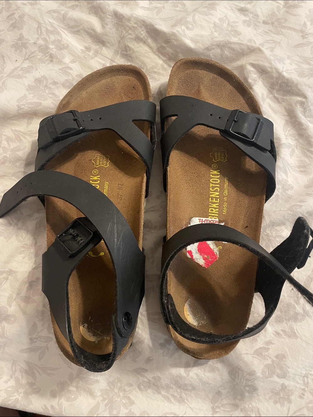 Birkenstock Rio Black Leather Strappy Sandals women’s 11 men’s 9 - Picture 3 of 4